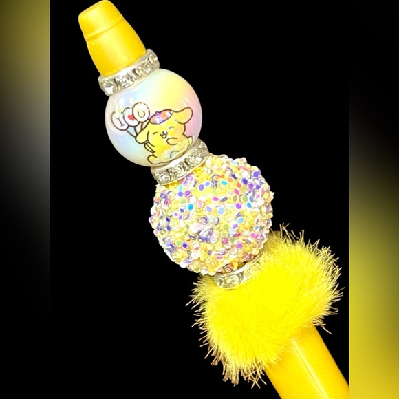 Other - Handcrafted yellow Pompompurin Hello Kitty beaded pen
